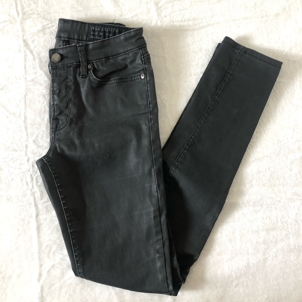 All Saints Mast Lacquer Denim Coated Skinny Jeans